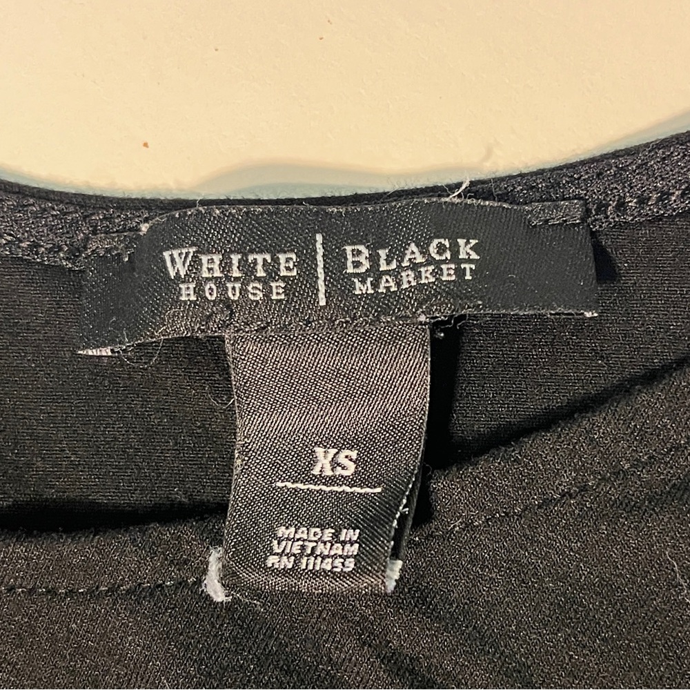 White House Black Market Black Blouse with Button Accents - Picture 2 of 4
